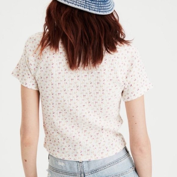 American Eagle Floral Baby Tee - Picture 2 of 6